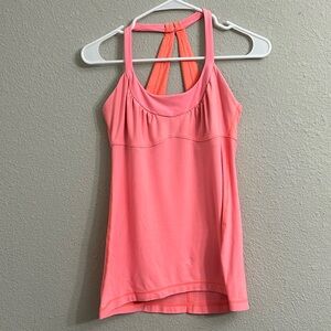 LULULEMON PINK RACERBACK TANK WITH SHELF BRA SIZE 8